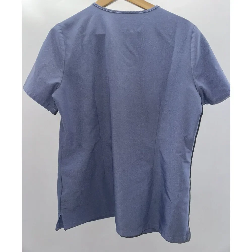 Figs Casma Scrub Top‎ Womens Medium Blue Gray 3 Pocket Short Sleeve Medical